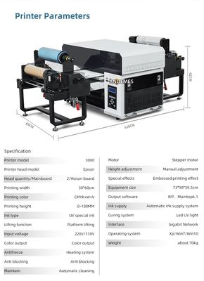 Grey 3060 UV Printer Roll to Roll and Flatbed Printing Print Dimension A2 XP600 Printhead