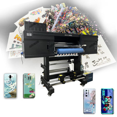 A1 60cm Uv Dtf Printer CMYK + White Varnish Ink Roll To Roll Sticker Printing