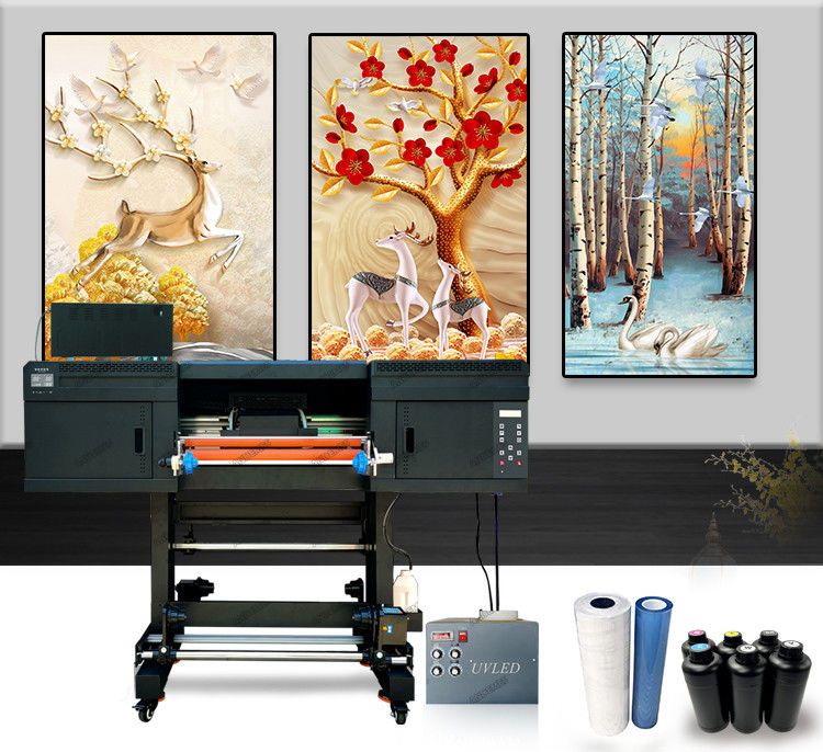 A1 60cm Uv Dtf Printer CMYK + White Varnish Ink Roll To Roll Sticker Printing