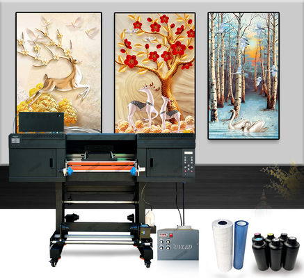 A1 60cm Uv Dtf Printer CMYK + White Varnish Ink Roll To Roll Sticker Printing